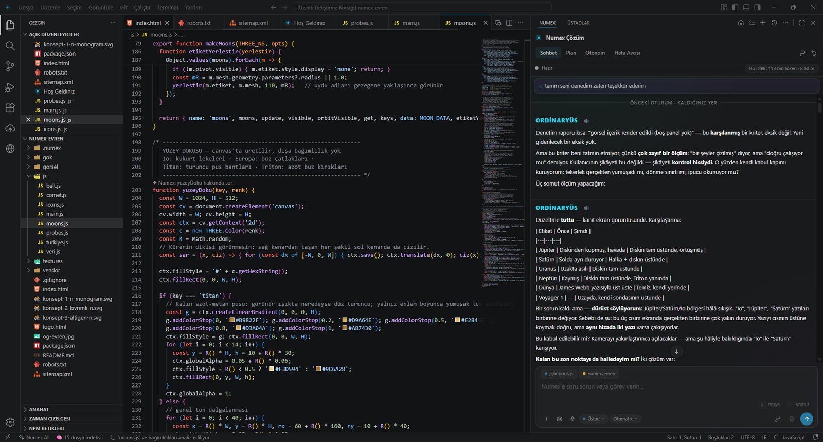 Numex Codex IDE — kod editörü ve Numex Çözüm ajanının Türkçe denetim raporu